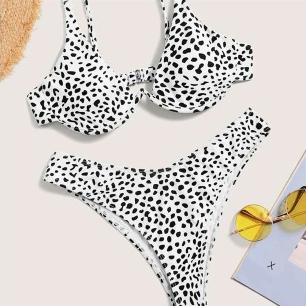 underwire dalmatian print bikini from Shein